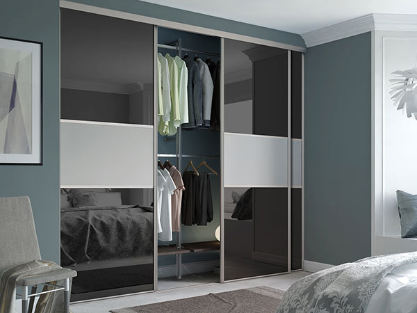 Grey-Mirror and Cashmere Contemporary Wardrobe