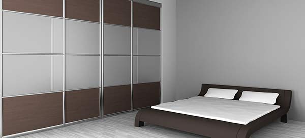 Aluminium framed 4 panel sliding door wardrobe